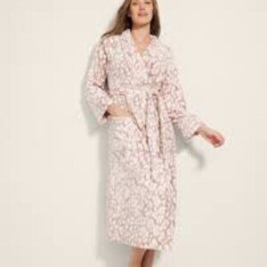 Soma Jaguar Spot Silver Taupe Long Plush Robe S/M NWT